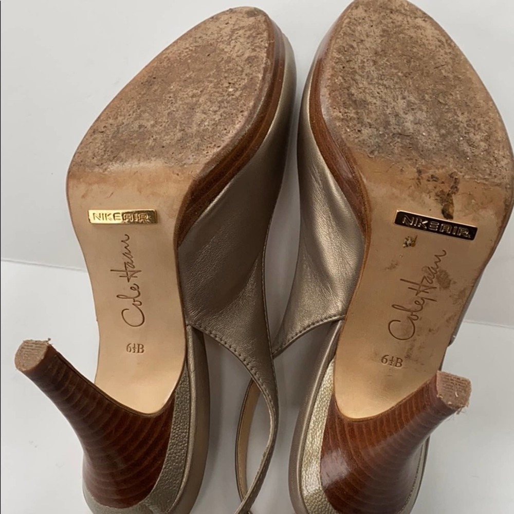 Cole Haan Clair Metallic Peep Toe Heels - Picture 8 of 10